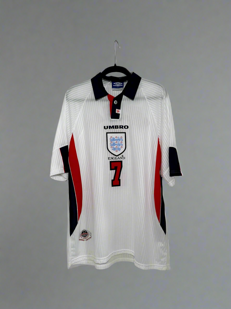 1997-1999 England Beckham HOME Kit Soccer Umbro XXL Authentic 1997-1999 England Beckham HOME Kit Soccer Umbro XXL Authentic