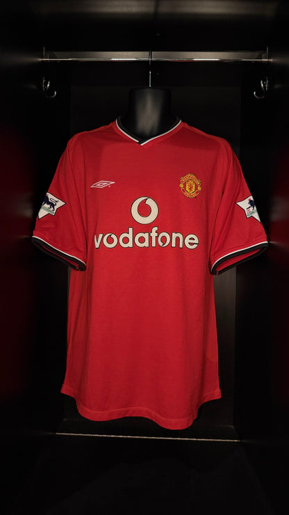 2000-2002 Manchester United Beckham HOME Kit Soccer Jersey Football Shirt Umbro Large Authentic