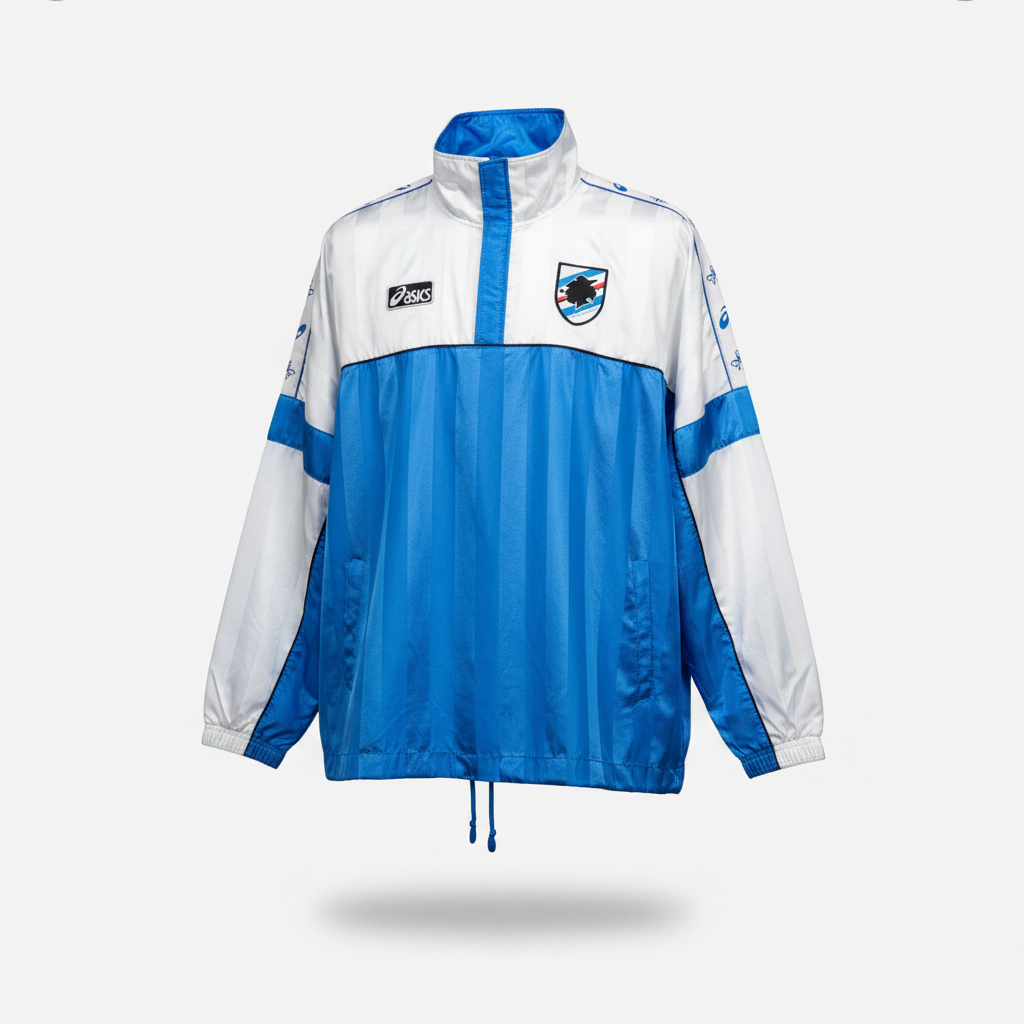 1995-1996 U.C. Sampdoria 1/4 ZIP Track JACKET Asics Medium Authentic