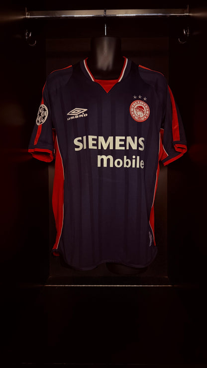 2001-2002 Olympiacos Karembeu AWAY Kit Soccer Jersey Football Shirt Umbro Large Authentic