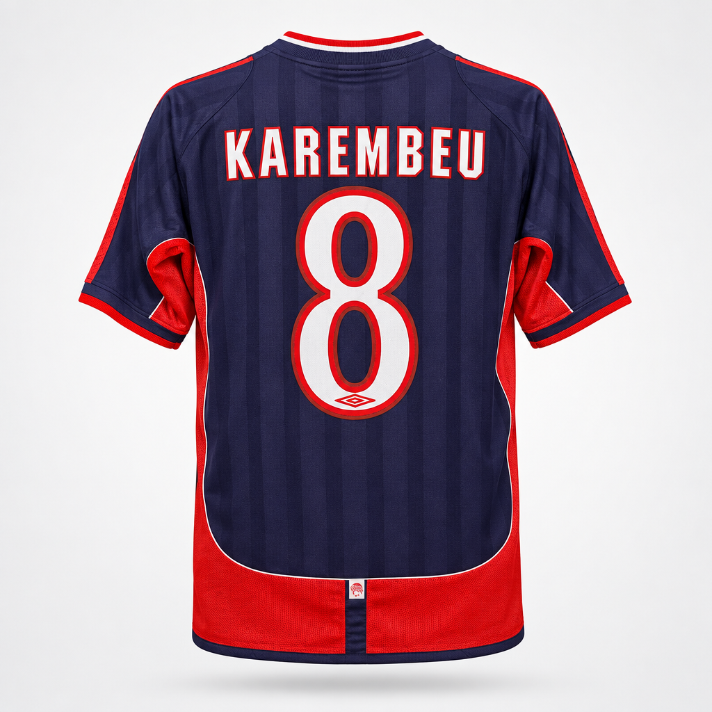 2001-2002 Olympiacos Karembeu AWAY Kit Soccer Jersey Football Shirt Umbro Large Authentic