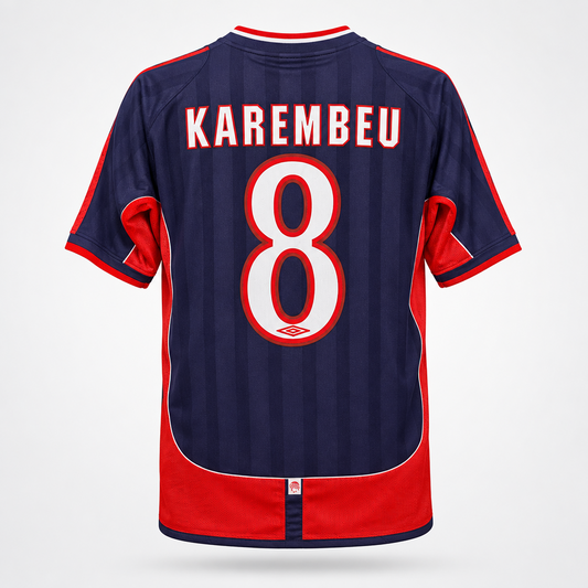 2001-2002 Olympiacos Karembeu AWAY Kit Soccer Jersey Football Shirt Umbro Large Authentic