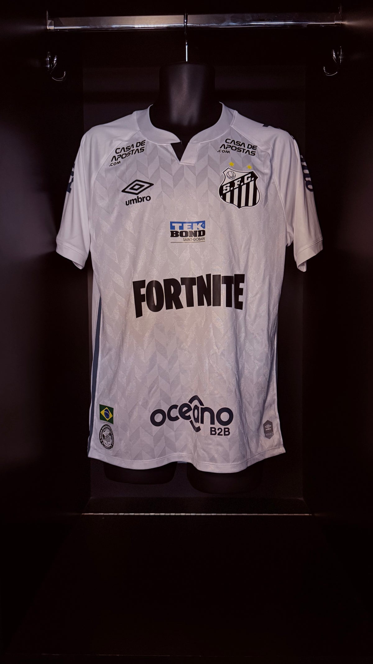 2020-2021 Santos HOME "Fortnite" Kit Soccer Jersey Football Shirt Umbro Medium Authentic
