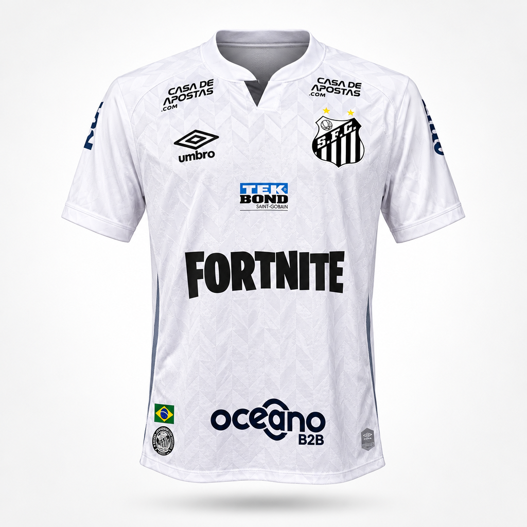 2020-2021 Santos HOME "Fortnite" Kit Soccer Jersey Football Shirt Umbro Medium Authentic