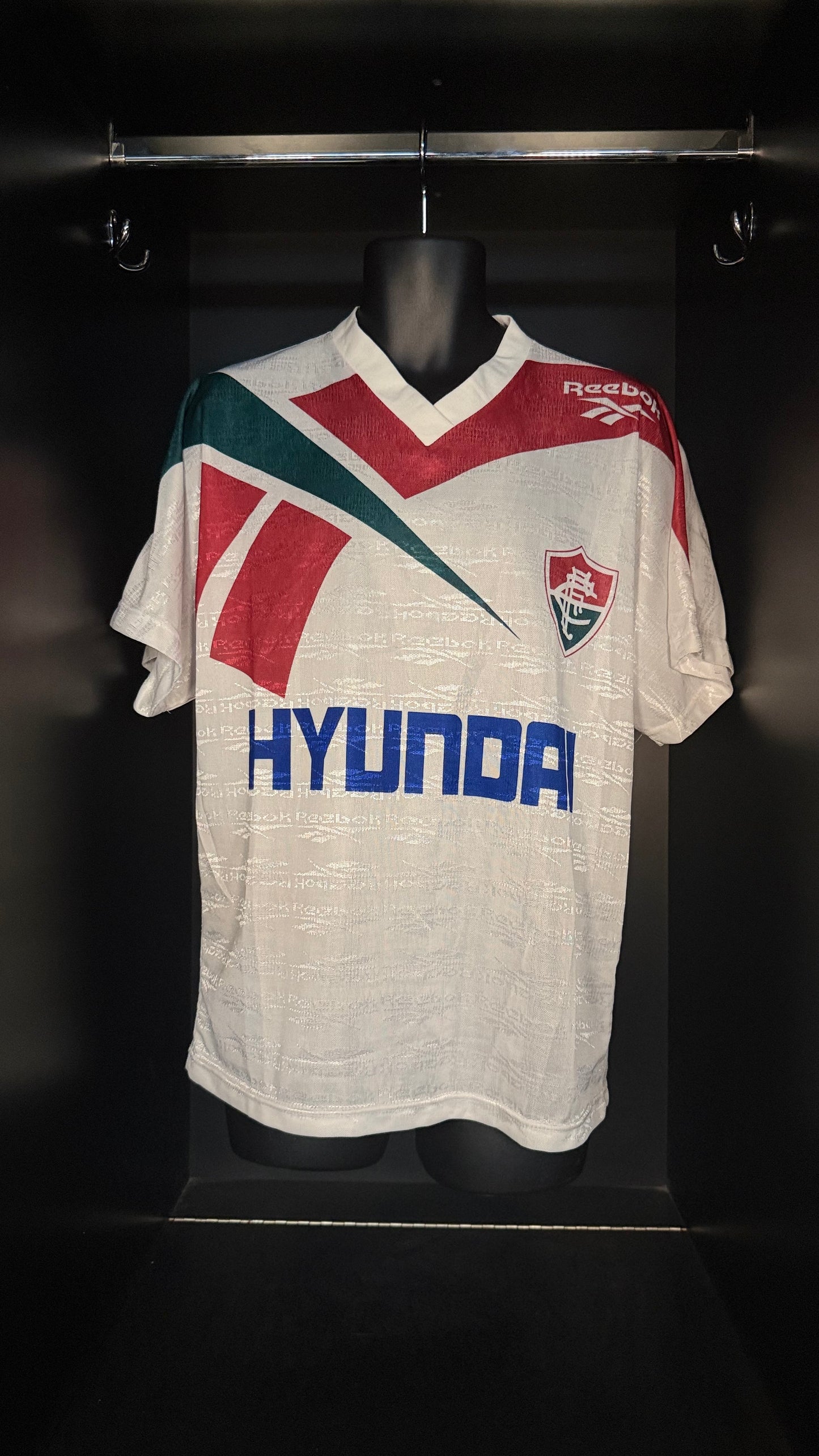 1995-1996 Fluminense AWAY Kit Soccer Jersey Football Shirt Reebok Large Authentic