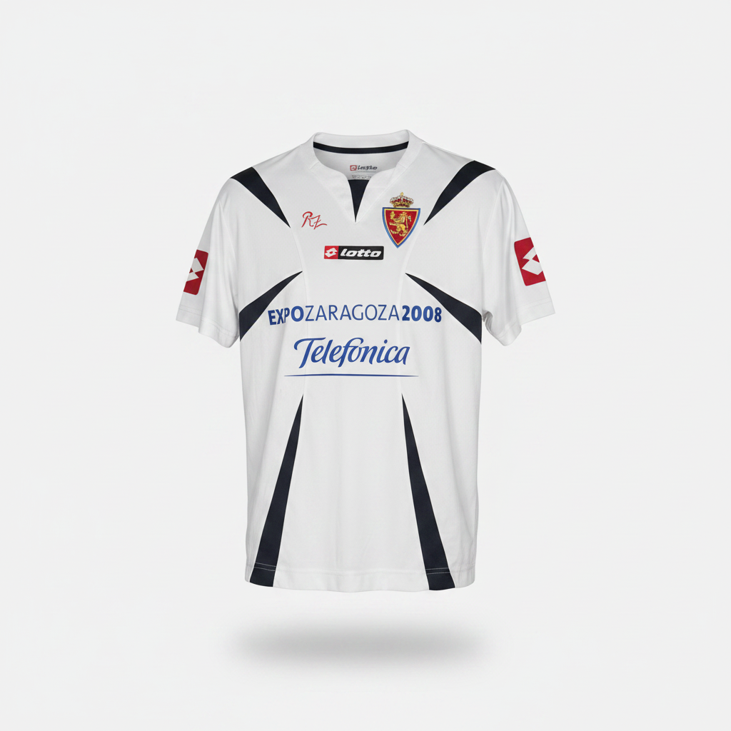 2006-2007 Real Zaragoza HOME Kit Soccer Jersey Football Shirt Lotto Large Authentic
