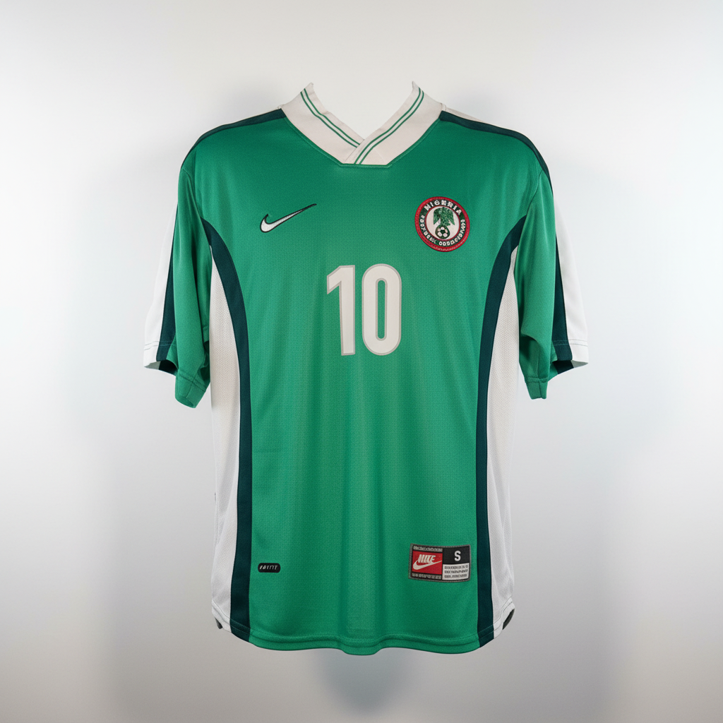 1998-2000 Nigeria Jay-Jay Okocha HOME Kit Soccer Jersey Shirt Nike Small Authentic