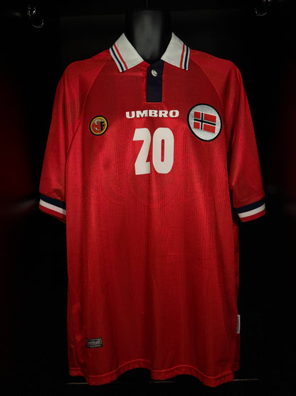 1998-2000 Norway Solskjær HOME Kit Soccer Jersey Shirt Umbro XL Authentic