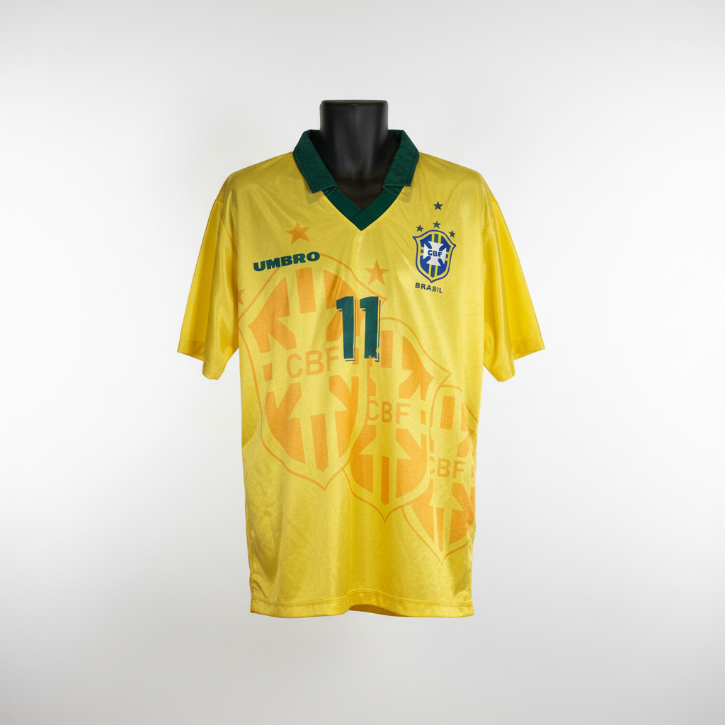 1994-1996 Brazil (CBF) Romario HOME Kit - Soccer Jersey Football Shirt Umbro Medium Authentic